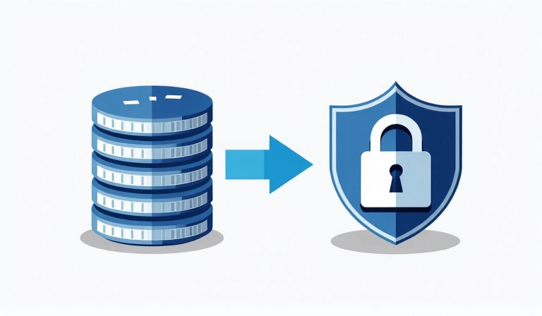 Illustration einer sicheren Datenübertragung und eines Schlosses