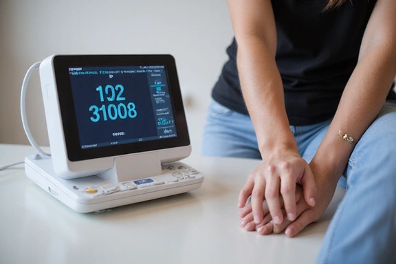 Person bei einer bioelektrischen Impedanzanalyse (BIA)