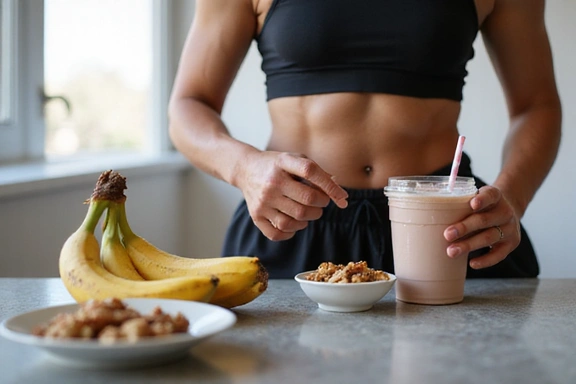Sportler tankt Energie mit gesunden Snacks